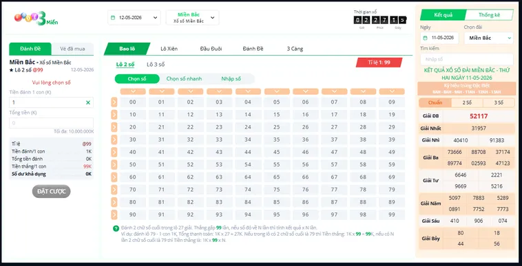 Lô Đề 3 Miền Tại VaoBet Cơ Hội Đổi Đời Với Tỷ Lệ Ăn Thưởng Cực Khủng
