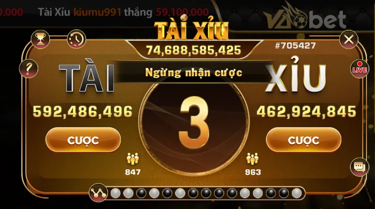 Tài Xỉu Live Tại VaoBet Trải Nghiệm Đỉnh Cao Với Kết Quả Minh Bạch Tuyệt Đối